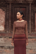 Ayla Top — Burgundy & Gold