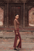 Ayla Top — Burgundy & Gold